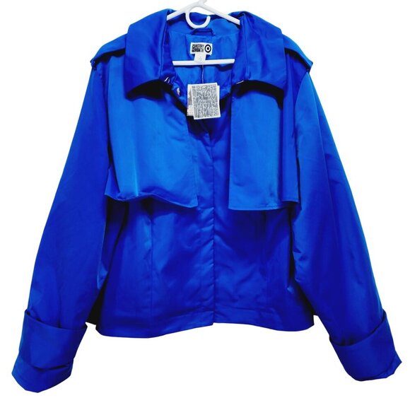 Black History Month Blue Rain Coat jacket Magnetic Snaps Women's Size 4X New - Picture 1 of 12